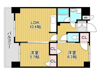 フィオレンティーナ(2LDK/10階)の間取り写真