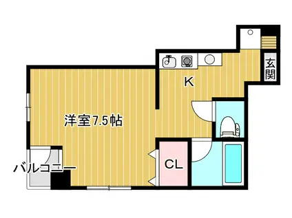 コーポ東中通(1K/2階)の間取り写真