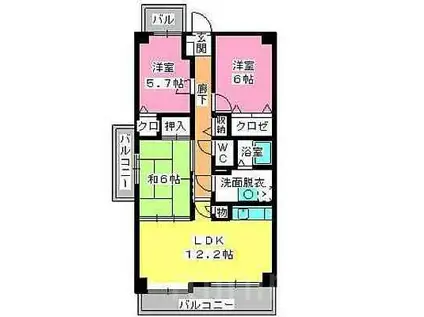 サントラップアベニュー(3LDK/6階)の間取り写真