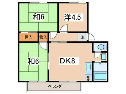 熊澤ハイツ3(3DK/2階)の間取り写真