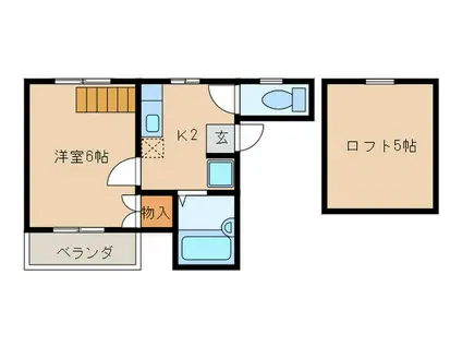 ノベル姪浜(1K/1階)の間取り写真