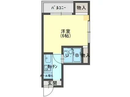 フォルテ春日出(1K/4階)の間取り写真