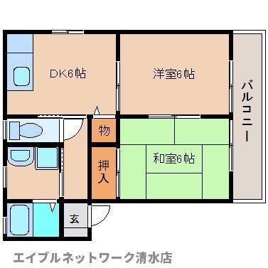 マシェリなみき(2DK/1階)の間取り写真