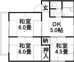 コーポ岸本B棟(3DK/2階)の間取り写真