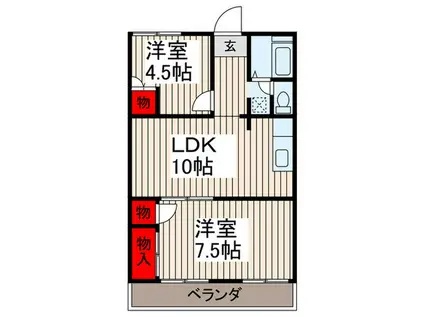サンステージ竹ノ塚(2LDK/4階)の間取り写真