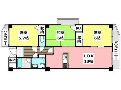 プルミェール五十鈴(3LDK/2階)の間取り写真