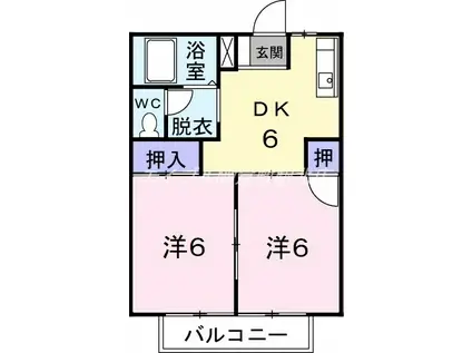 シティハイツ平成(2DK/1階)の間取り写真