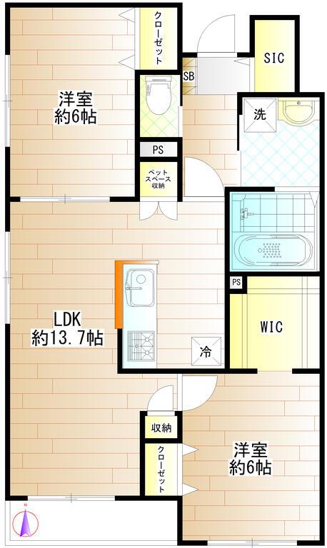 シリピリ館(2LDK/1階)の間取り写真