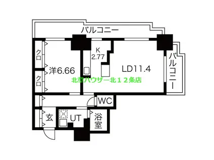パシフィックタワー札幌(1LDK/3階)の間取り写真