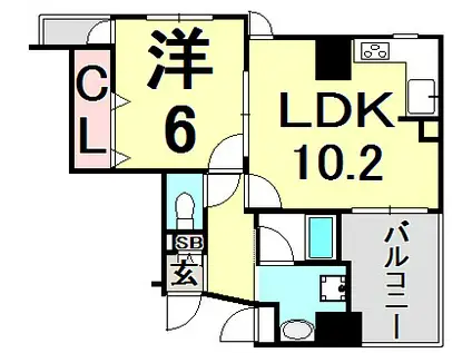 デリード神戸元町(1LDK/4階)の間取り写真