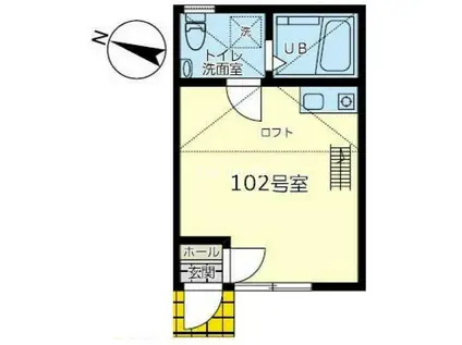 ユナイト東逗子ラグーン(ワンルーム/1階)の間取り写真