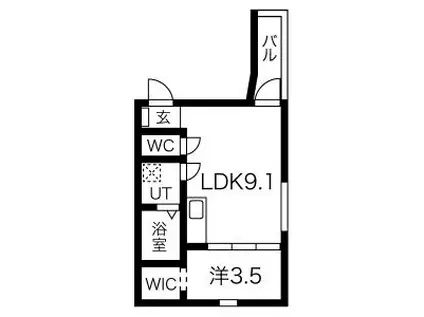 プリシェール港陽(1LDK/3階)の間取り写真