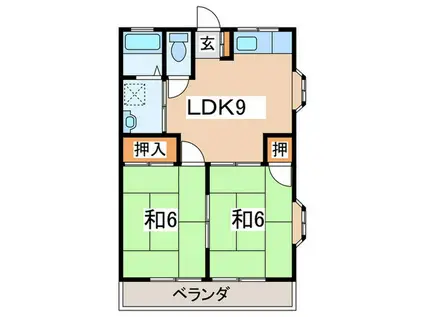 ハウス太閤(2LDK/2階)の間取り写真