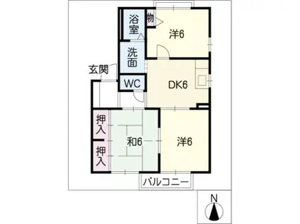 グレートタウン立川 E・F棟(3DK/1階)の間取り写真