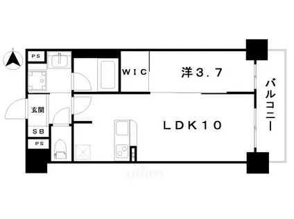 ソルレヴェンテ堀川高辻(1LDK/11階)の間取り写真