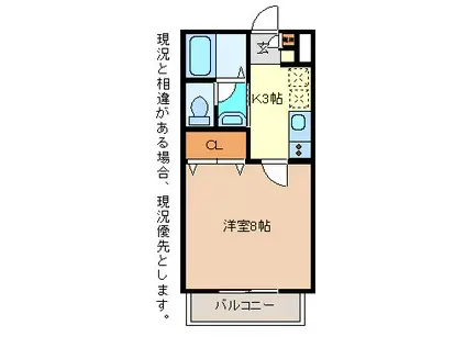 メゾン・ド駒沢(1K/2階)の間取り写真