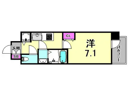 LAV神戸三宮(1K/2階)の間取り写真