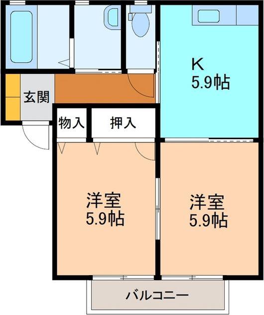メゾンアルク(2K/2階)の間取り写真