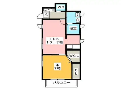 メゾン勝沼 8(1LDK/1階)の間取り写真