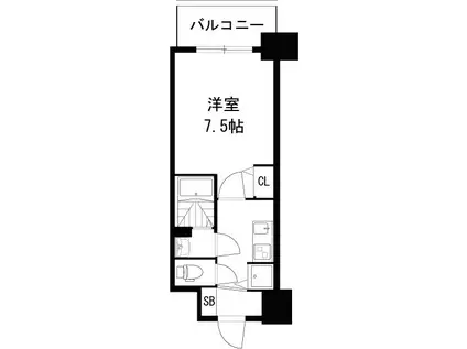 ディームス江坂(1K/2階)の間取り写真