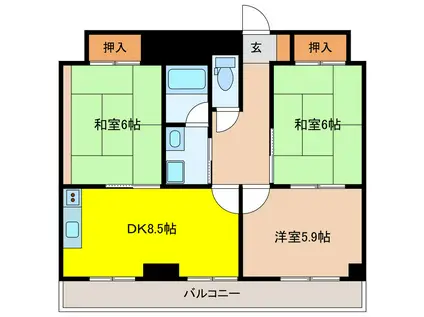 サングリートハイツ(3LDK/8階)の間取り写真