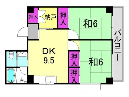 鳴尾ハイツ(2LDK/3階)の間取り写真