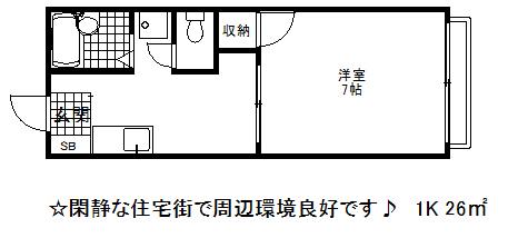ルシエール平野C棟(1K/1階)の間取り写真