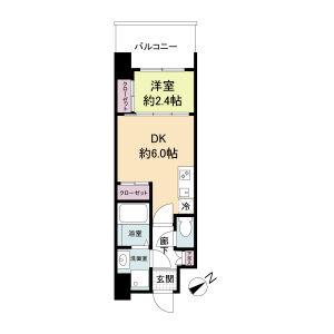 セレニテ難波ミラク参番館(1DK/2階)の間取り写真