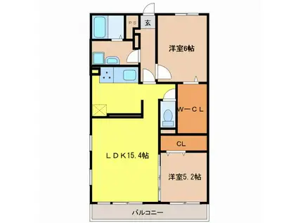 フィリアプリモ(2LDK/2階)の間取り写真