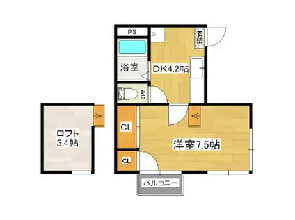 ロイヤルハイツビル(1DK/3階)の間取り写真