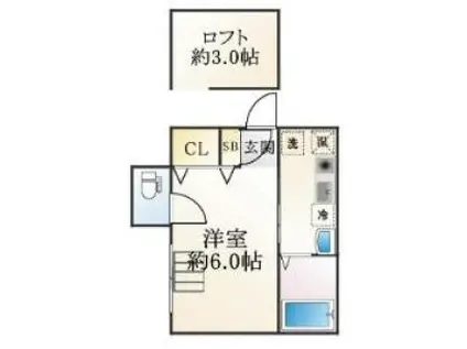 六甲アパートメント(ワンルーム/1階)の間取り写真