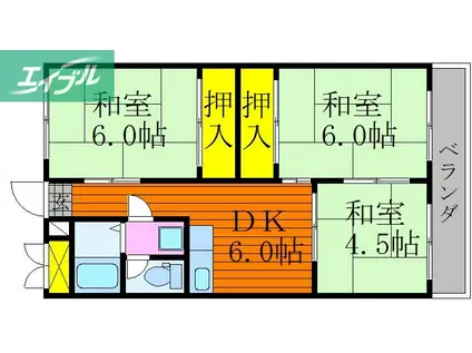 サンライフ大元(3DK/2階)の間取り写真