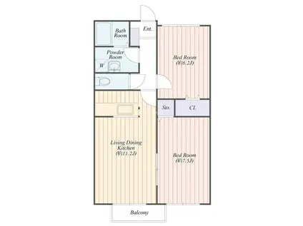 LSY-16 アドヴァンスII(2LDK/2階)の間取り写真