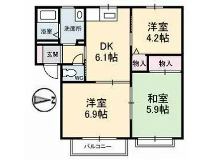 シャトレ庄内 A棟(3DK/2階)の間取り写真