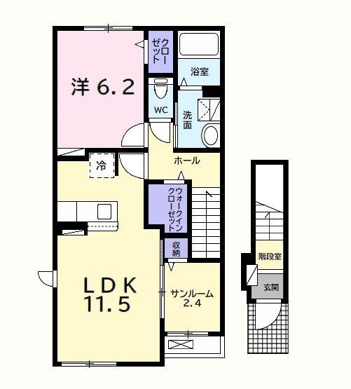 キャンディハウスII(1LDK/2階)の間取り写真