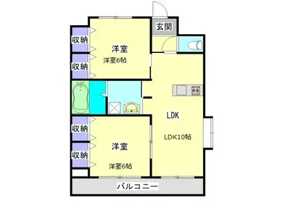 スカイコート年見(2LDK/2階)の間取り写真