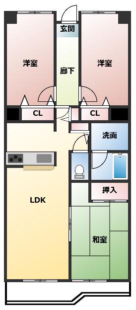 サンハイツ中央台 I棟(3LDK/8階)の間取り写真