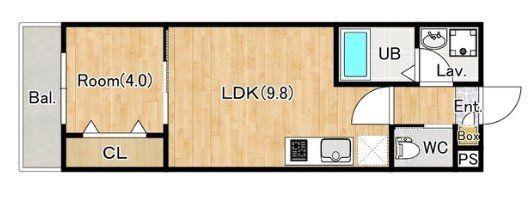 ジーメゾン狭山東三ツ木(1LDK/1階)の間取り写真