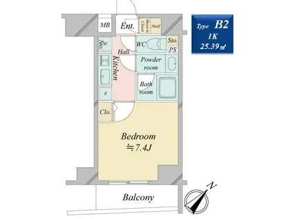 クロスレジデンス日本橋浜町(1K/5階)の間取り写真