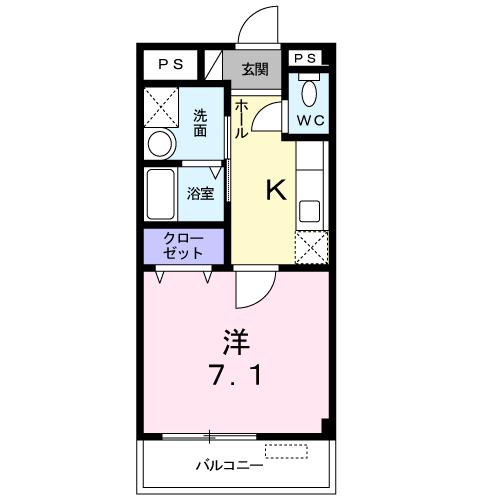 パ-クサイドひいらぎ(1K/1階)の間取り写真