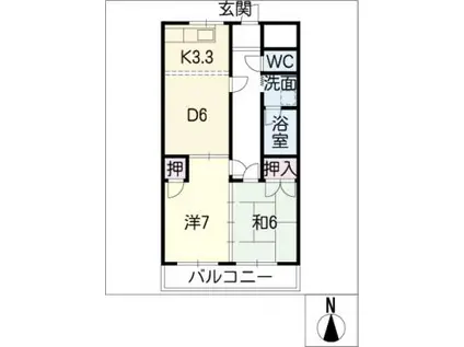 コーポサカエ(2DK/2階)の間取り写真