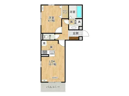 トレス今町(1LDK/1階)の間取り写真