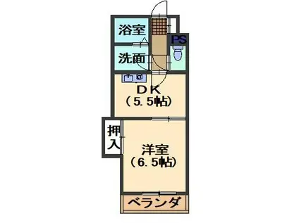 ハイツ陽山(1DK/3階)の間取り写真