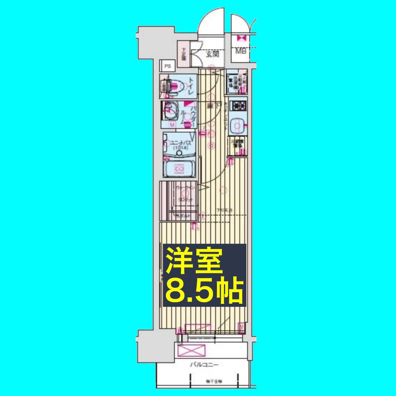 プレサンスジェネ鶴舞(1K/4階)の間取り写真