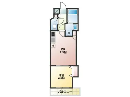 フェリーチェ津田沼(1DK/2階)の間取り写真