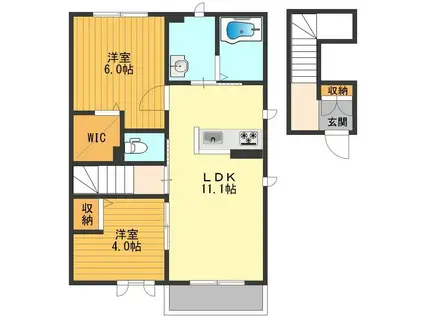 ESPOIR I(2LDK/2階)の間取り写真