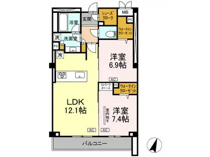 プライムフォレスト百合ヶ丘(2LDK/4階)の間取り写真