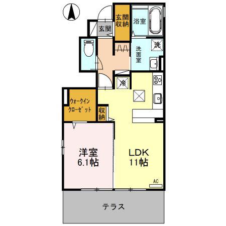 オルキス G(1LDK/1階)の間取り写真