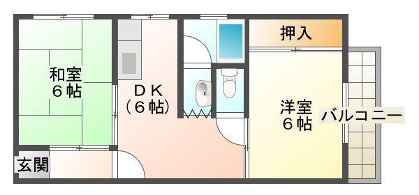 垂水八木ハイツ(2DK/2階)の間取り写真