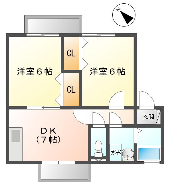 アネックス幕山(2DK/2階)の間取り写真